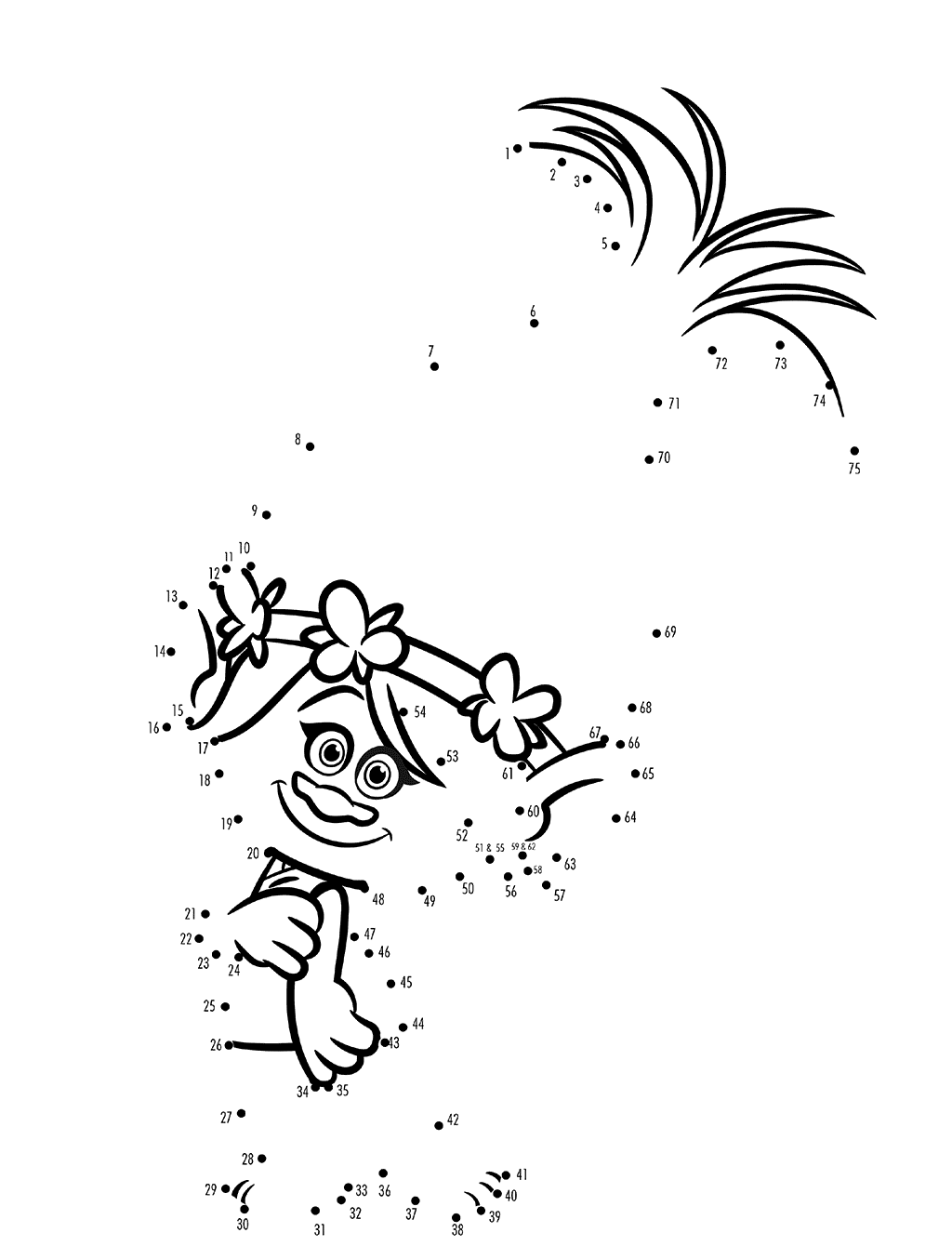 Раскраска Розочка из мультфильма про Троллей