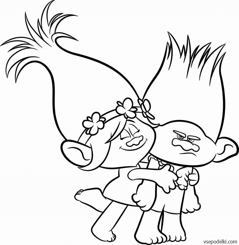 Раскраска Розочка из мультфильма про Троллей