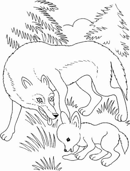 Раскраска Волк и Ягненок