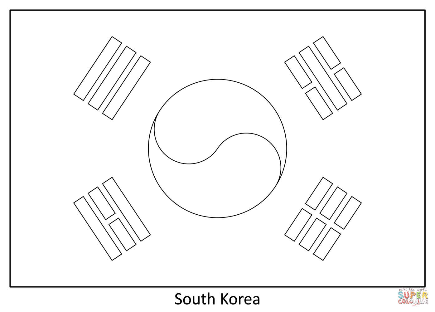 Раскраска флаг Южной Кореи
