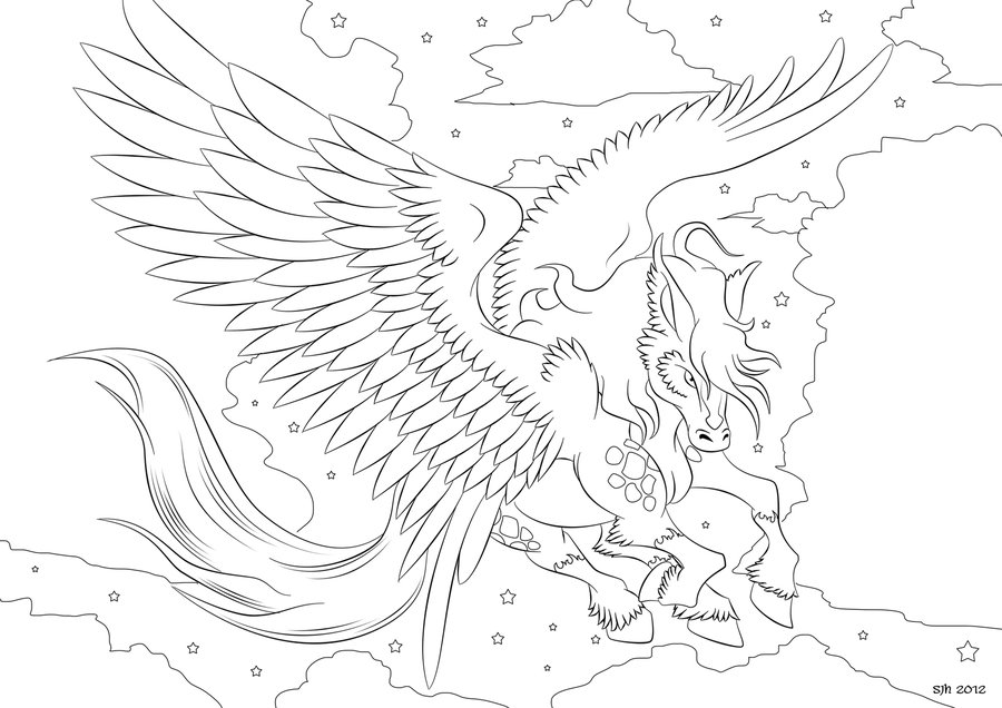 Раскраска Единорог с крыльями