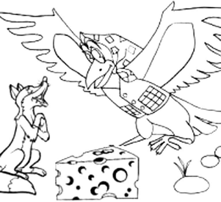 Раскраска Ворона и лисица (к басне Крылова)