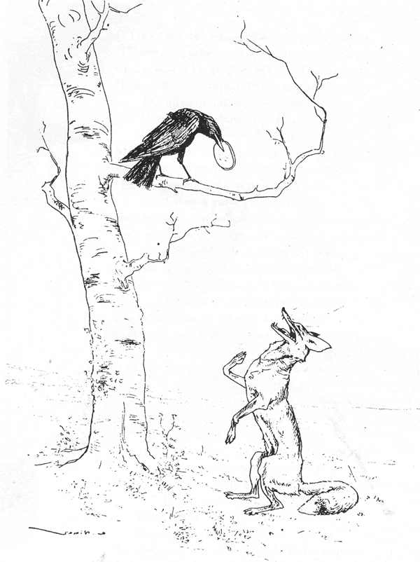 Раскраска Ворона и лисица (к басне Крылова)