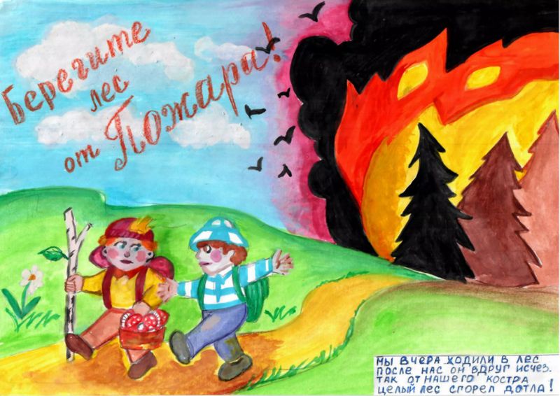 рисунок на тему пожарной безопасности в школу