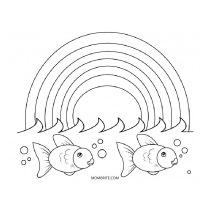 Радуга - трафарет для рисования с рыбками