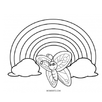 Радуга - трафарет для рисования с бабочкой