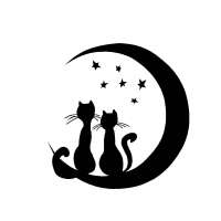 Кошки на луне - трафарет
