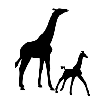 Два жирафа - трафарет для вырезания из бумаги
