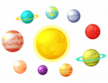 Шаблон планет солнечной системы для вырезания из бумаги